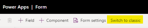 Switch to Classic Form Editor