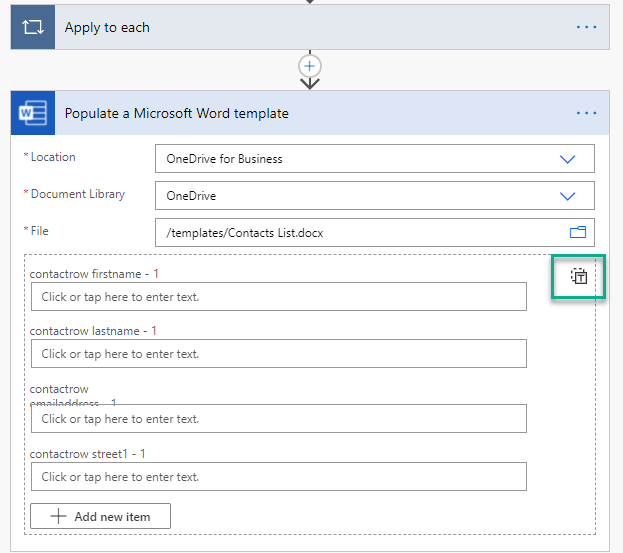 Step 6 - Populating your Word document