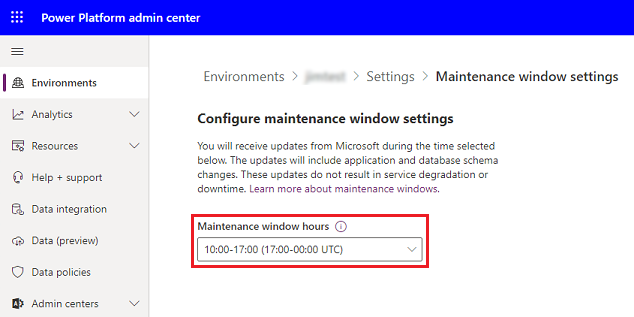 Maintenance Window Settings