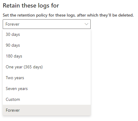 Audit Log Retention Settings