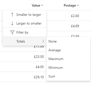 Aggregation in a Power Apps Grid Control